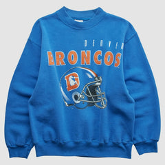 Denver Broncos Hanes 90s Pullover Sweatshirt - Blue Vintage - Fanatics
