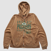 Green Bay Packers NFL 2000s Hooded Full Zip Sweatshirt - Tan Vintage - Fanatics