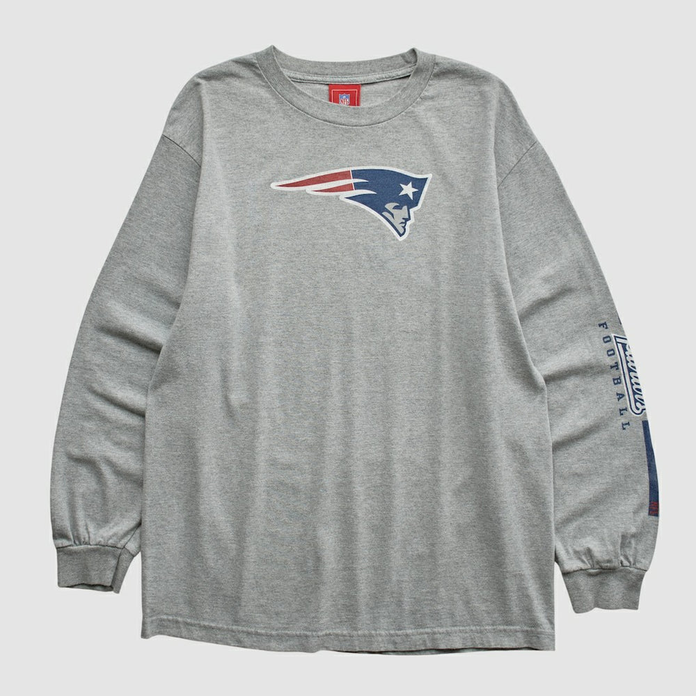 New England Patriots NFL 2000s Long Sleeve T-shirt - Heather Gray Vintage - Fanatics