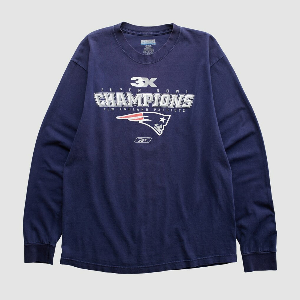 New England Patriots Reebok 2000s Long Sleeve T-shirt - Navy Vintage - Fanatics