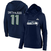 Jaxon Smith-Njigba Seattle Seahawks Women's Super Bowl LX Champions Plus Size Name & Number Fleece Hoodie - College Navy - Fanatics