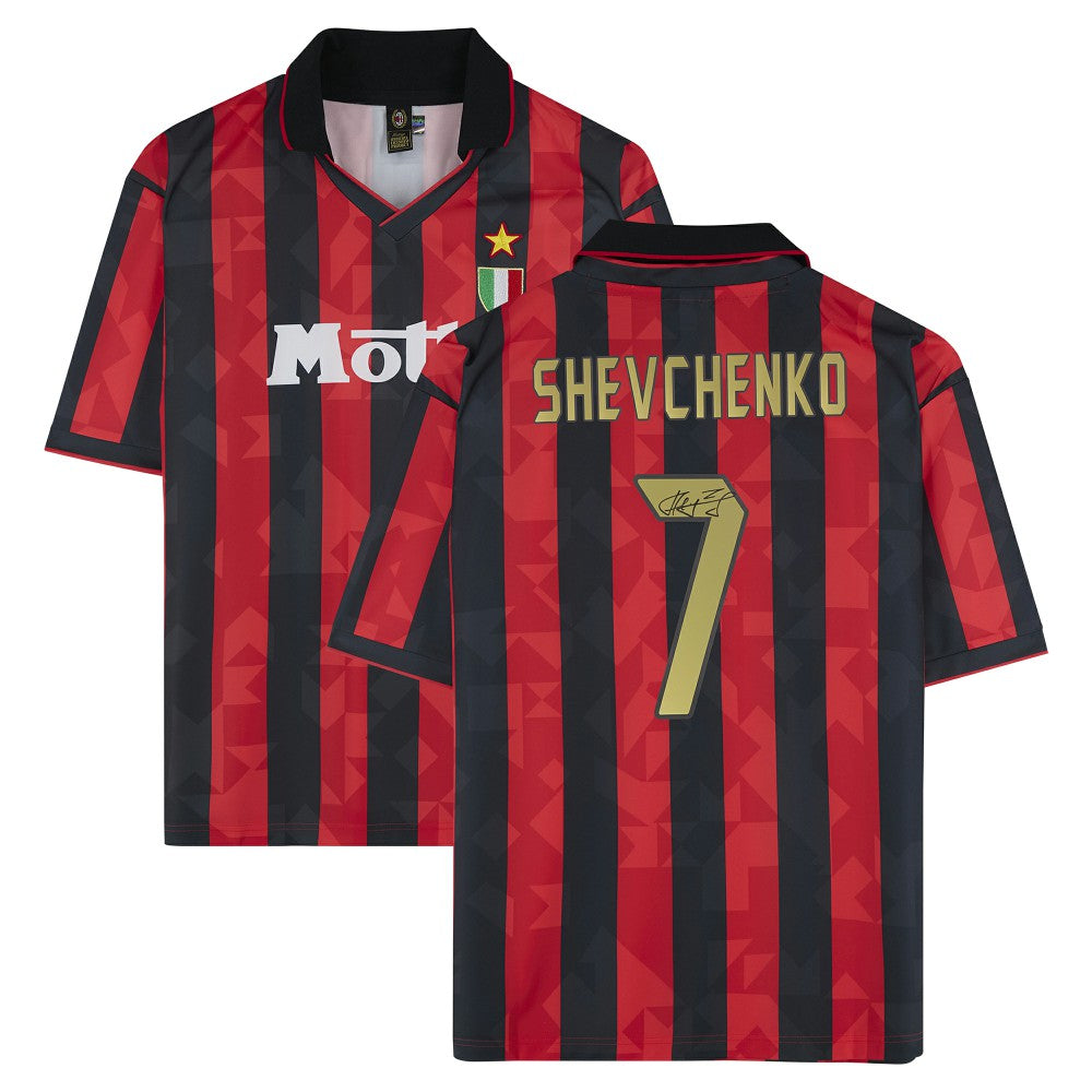 Andriy Shevchenko AC Milan Autographed 1994 Red/Black Home Jersey Icons