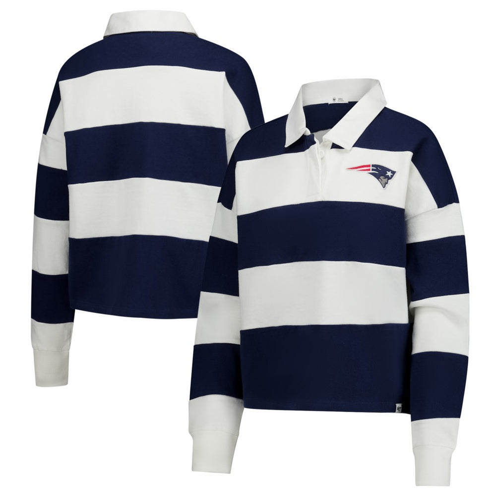 New England Patriots '47 Women's Clubhouse Hall Raven Rugby Long Sleeve T-Shirt - Navy/White - 47 brand