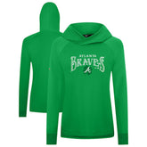 Atlanta Braves Levelwear Women's St. Patrick's Day Slender Raglan Hoodie Near Me