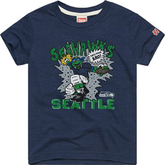 Leonardo Seattle Seahawks Homage Youth TMNT Tri-Blend T-Shirt - College Navy - NFL