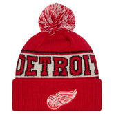 Detroit Red Wings New Era Retro Cuffed Knit Hat with Pom - Red | New Era online