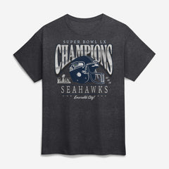 Seattle Seahawks Super Bowl LX Champions Big & Tall Prestigious Run T-Shirt - Heather Charcoal - Fanatics