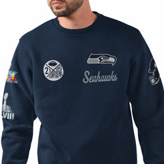 Seattle Seahawks Starter Two-Time Super Bowl Champions Classic Fleece Sweatshirt - College Navy - NFL