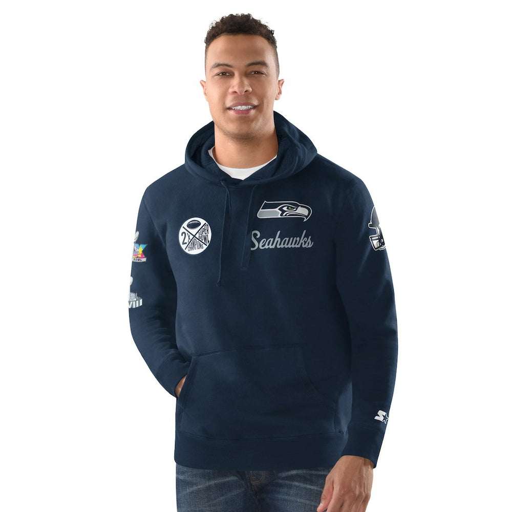 Seattle Seahawks Starter Two-Time Super Bowl Champions Classic Fleece Hoodie - College Navy - NFL