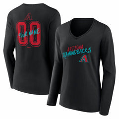 Arizona Diamondbacks Women's Hustle Personalized Name & Number Long Sleeve V-Neck T-Shirt Discount