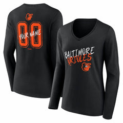Baltimore Orioles Women's Hustle Personalized Name & Number Long Sleeve V-Neck T-Shirt for sale