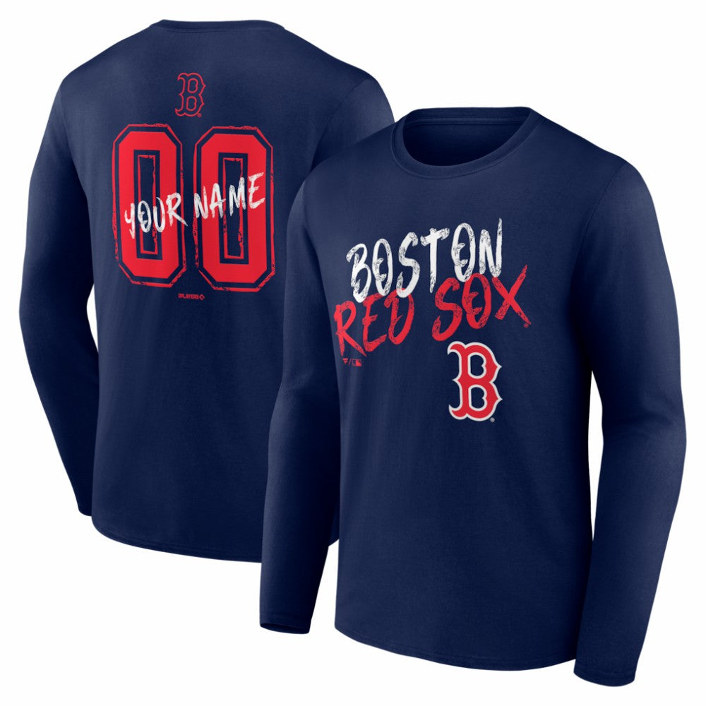 Boston Red Sox Hustle Personalized Name & Number Long Sleeve T-Shirt Discount
