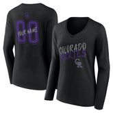 Colorado Rockies Women's Hustle Personalized Name & Number Long Sleeve V-Neck T-Shirt Outlet