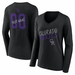 Colorado Rockies Women's Hustle Personalized Name & Number Long Sleeve V-Neck T-Shirt Outlet