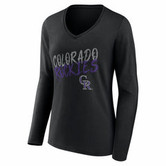 Colorado Rockies Women's Hustle Personalized Name & Number Long Sleeve V-Neck T-Shirt Outlet