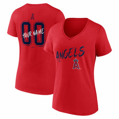 Los Angeles Angels Women's Hustle Personalized Name & Number V-Neck T-Shirt Online