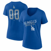 Los Angeles Dodgers Women's Hustle Personalized Name & Number V-Neck T-Shirt Discount