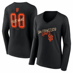 San Francisco Giants Women's Hustle Personalized Name & Number Long Sleeve V-Neck T-Shirt Outlet