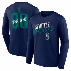 Seattle Mariners Hustle Personalized Name & Number Long Sleeve T-Shirt Discount