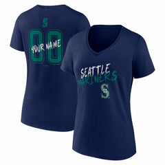 Seattle Mariners Women's Hustle Personalized Name & Number V-Neck T-Shirt Sale