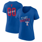 Texas Rangers Women's Hustle Personalized Name & Number V-Neck T-Shirt Sale