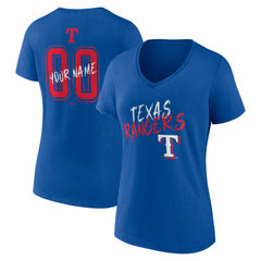 Texas Rangers Women's Hustle Personalized Name & Number V-Neck T-Shirt Sale