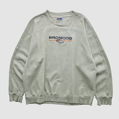 Denver Broncos Majestic 2000s Pullover Sweatshirt - Heather Gray Vintage - Fanatics