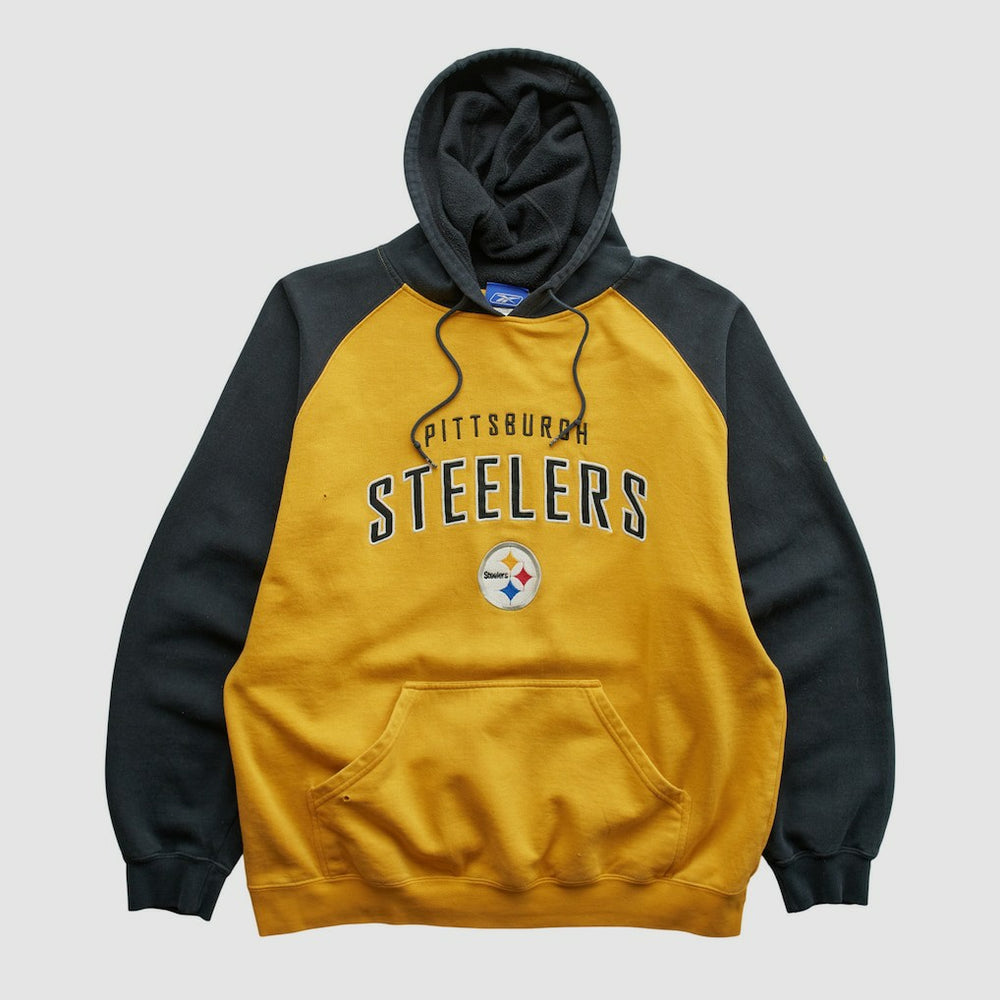 Pittsburgh Steelers Reebok 2000s Hooded Pullover Sweatshirt - Yellow Vintage - Fanatics