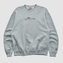 Denver Broncos Champion 2000s Pullover Sweatshirt - Heather Gray Vintage - Fanatics