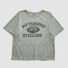 Pittsburgh Steelers Champion 90s T-shirt - Heather Gray Vintage - Fanatics