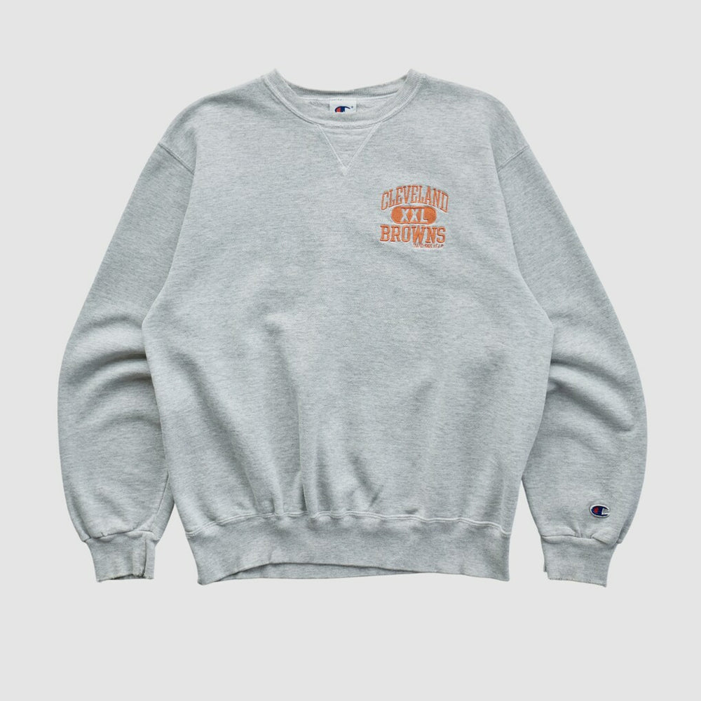 Cleveland Browns Champion 90s Pullover Sweatshirt - Heather Gray Vintage - Fanatics