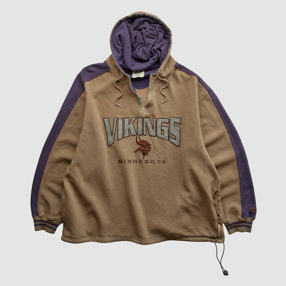 Minnesota Vikings Lee Sport 90s Hooded 1/4 Zip Sweatshirt - Clay Vintage - Fanatics