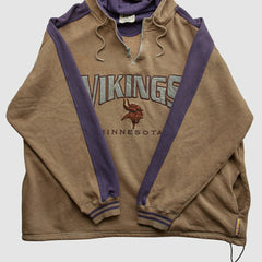 Minnesota Vikings Lee Sport 90s Hooded 1/4 Zip Sweatshirt - Clay Vintage - Fanatics
