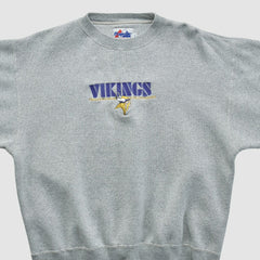 Minnesota Vikings Majestic 2000s Pullover Sweatshirt - Heather Gray Vintage - Fanatics