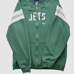 New York Jets Reebok 2000s Hooded Full Zip Sweatshirt - Green Vintage - Fanatics