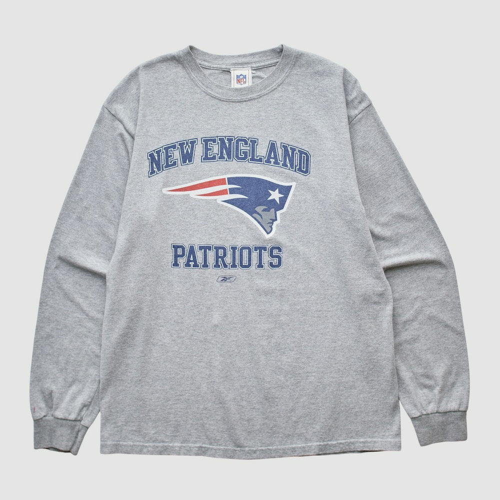 New England Patriots Reebok 2000s Long Sleeve T-shirt - Heather Gray Vintage - Fanatics