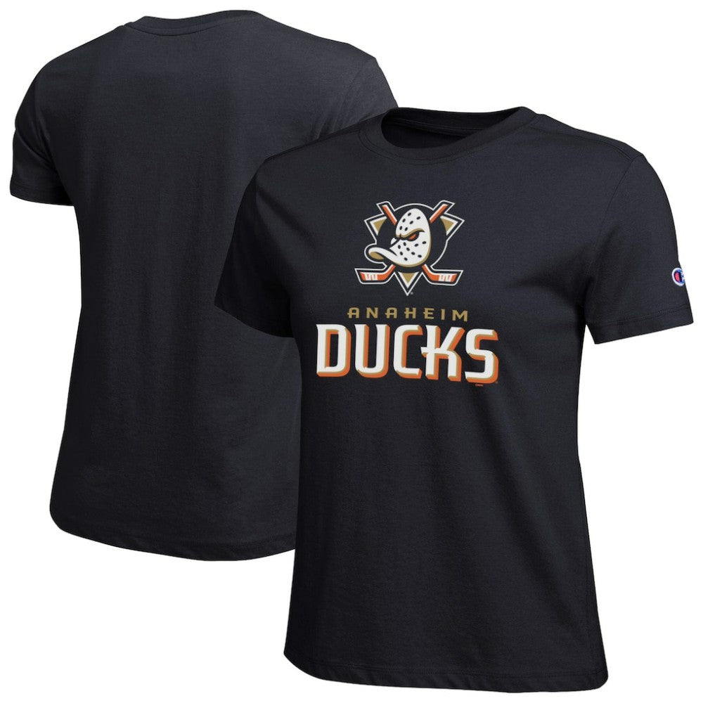 Anaheim Ducks Champion Women's Wordmark Lockup T-Shirt - Black | NHL online