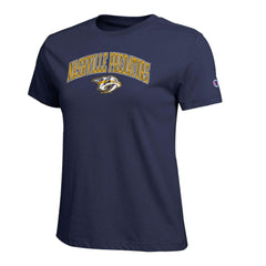 Nashville Predators Champion Women's Arch Mascot Logo T-Shirt - Navy | NHL online