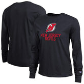 New Jersey Devils Champion Women's Wordmark Lockup Long Sleeve T-Shirt - Black | NHL Clearance