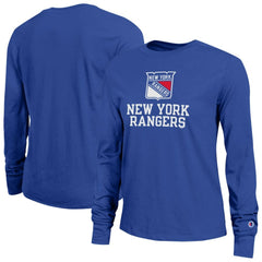 New York Rangers Champion Women's Wordmark Lockup Long Sleeve T-Shirt - Royal | NHL Lifestyle