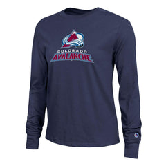 Colorado Avalanche Champion Women's Wordmark Lockup Long Sleeve T-Shirt - Navy | NHL discount