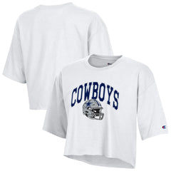 Dallas Cowboys Champion Women's Boyfriend Cropped T-Shirt - White - NFL