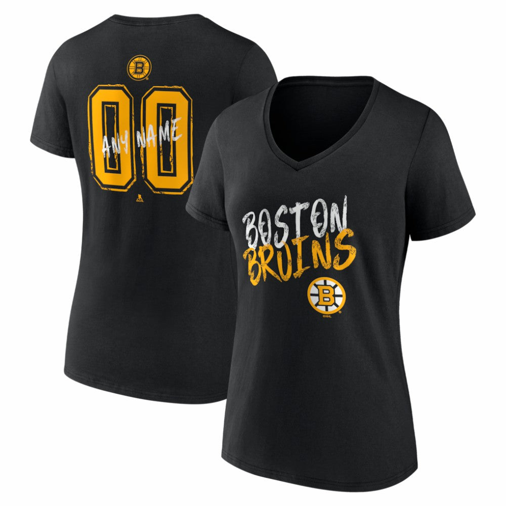 Boston Bruins Women's Hustle Personalized Name & Number V-Neck T-Shirt - Black | NHL online