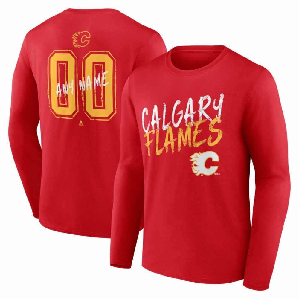 Calgary Flames Hustle Personalized Name & Number Long Sleeve T-Shirt - Red | NHL sale