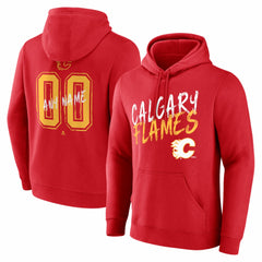Calgary Flames Hustle Personalized Name & Number Hoodie - Red | NHL on sale