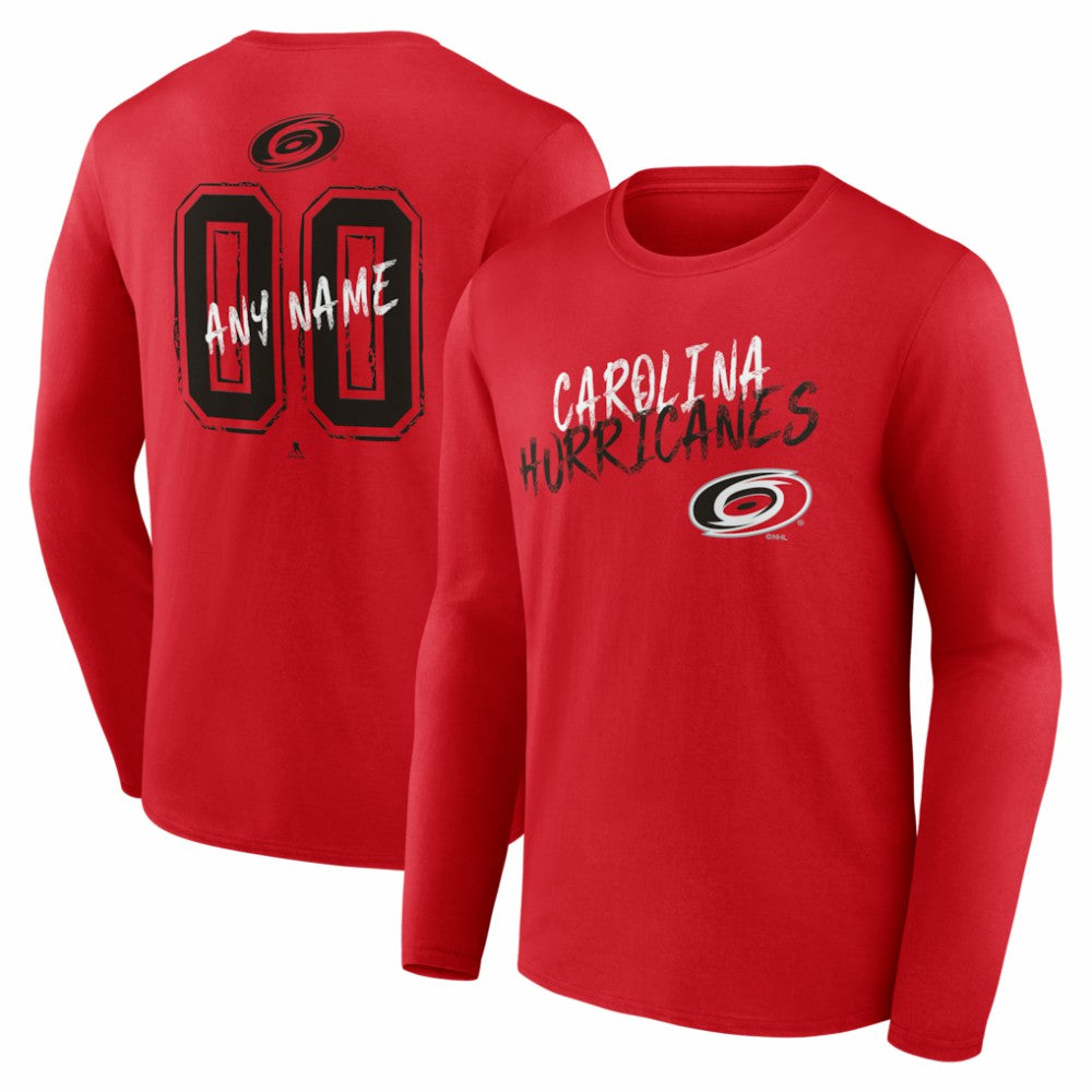 Carolina Hurricanes Hustle Personalized Name & Number Long Sleeve T-Shirt - Red | NHL discount