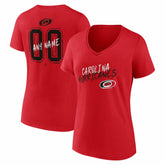Carolina Hurricanes Women's Hustle Personalized Name & Number V-Neck T-Shirt - Red | NHL Clearance