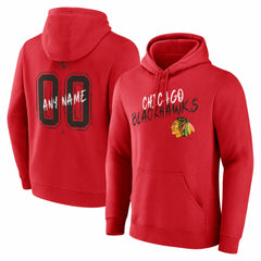 Chicago Blackhawks Hustle Personalized Name & Number Hoodie - Red | NHL Lifestyle