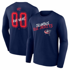 Columbus Blue Jackets Hustle Personalized Name & Number Long Sleeve T-Shirt - Navy | NHL near me