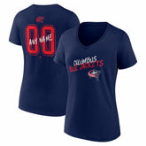 Columbus Blue Jackets Women's Hustle Personalized Name & Number V-Neck T-Shirt - Navy | NHL Clearance